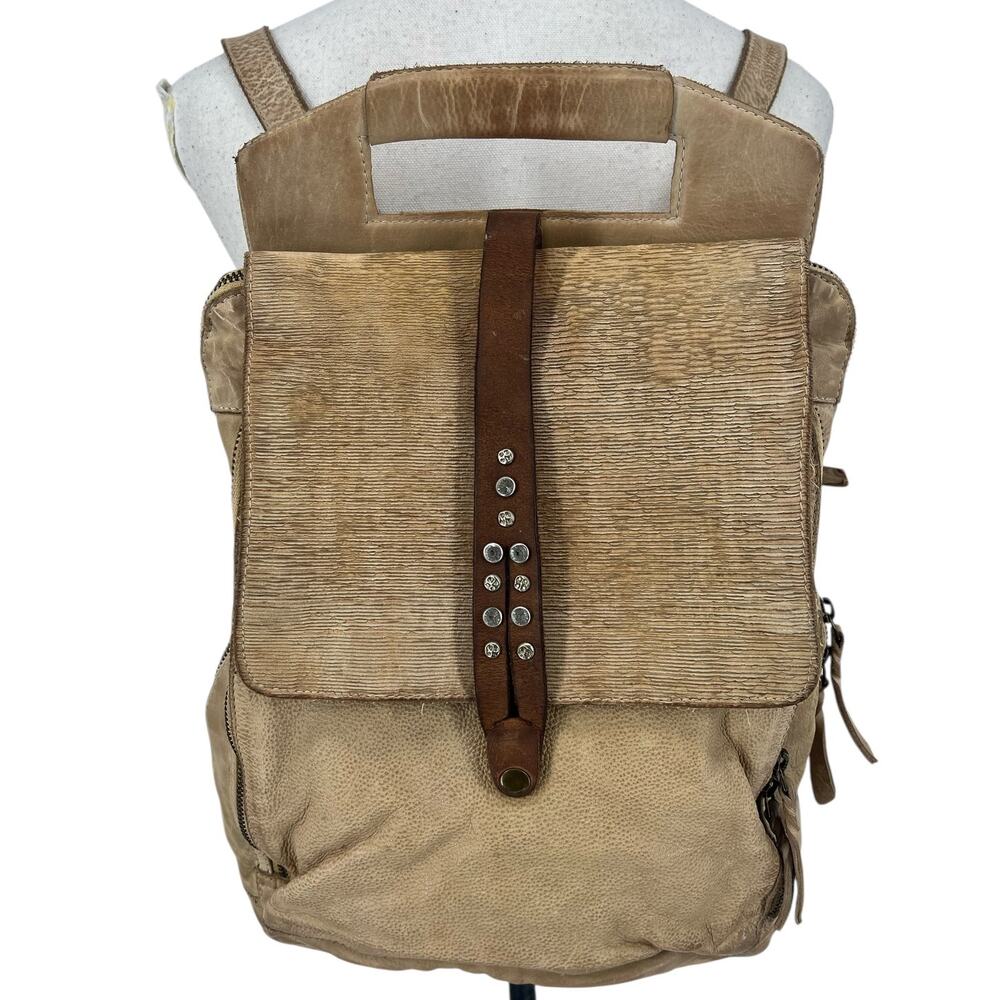 Studio Caleidoscope Gatti Leather Stud Embellished Backpack in Beige - Picture 6 of 16